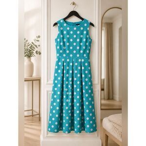 VINTAGE R&K GREEN w WHITE POLKA DOTS SIZE 14